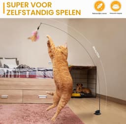 Kattenspeelgoed, hengelset met veren, intelligentie, zuignap, speelgoed voor doe-het-zelf bezighouden (13 stuks veer/muis/vis) — thumbnail 5