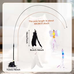 2 sets kattenspeelgoed van veren met zuignappen, plus 4 reservekoppen, vishengel voor kittens, binnenspeelgoed voor katten, interactief speelgoed voor katten (2) — thumbnail 4