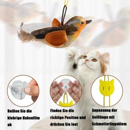 3 stuks kattenspeelgoed, zelfbezigheid, hangend deurframe, elastische vogel met piepgeluid, vliegende vogel, kattenspeelgoed, vliegende vogelspeelgoed voor katten met elastisch touw — thumbnail 5