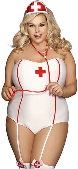 Sexy Nurse Kostuum Teddy met Off-the-Shoulder Design — thumbnail 1
