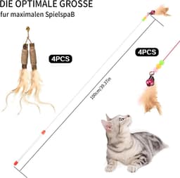 Kattenhengel met veren, kattenspeelgoed, kleurrijk kattenspeelgoed — thumbnail 4