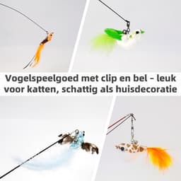 11 stuks realistische vogel katten speelgoed vervangingskoppen – handgemaakte katten speeltjes van echte veren met belletjes, interactieve kattenaccessoires voor binnenkatten en huisdecoratie — thumbnail 5