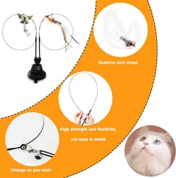 Interactief kattenspeelgoed voor katten, interactief kattenspeelgoed met zuignap en veren, toverstaf met kattenklokken voor het trainen van katten en kittens (C) — thumbnail 3