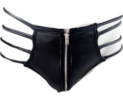 BamBella ® - String - Maat L/XL Zwart SM kleding BDSM met rits erotische heren kleding ondergoed lingerie onderbroek zwart