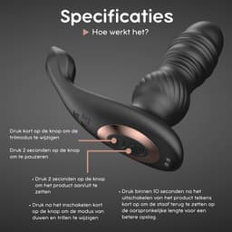 Blackdoor Collection - Stotende Anale Buttplug - Optimale Anale Verwenning - Volledig waterdicht ook voor onder de douche - Met Afstandbediening - Zwart — thumbnail 6