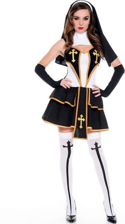 Verleidelijk Nonnenkostuum voor Dames: Sexy Halloween Cosplay Jurk — thumbnail 1