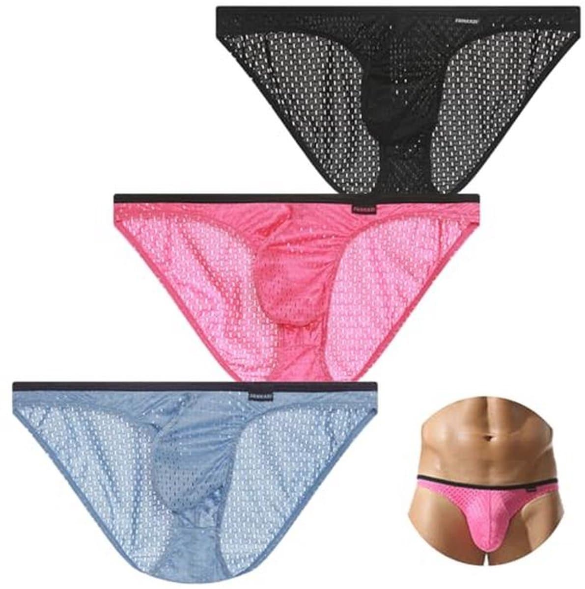 Ademende Mini-Slip voor Heren - 3 Stuks, Transparant en Sexy — afbeelding 1