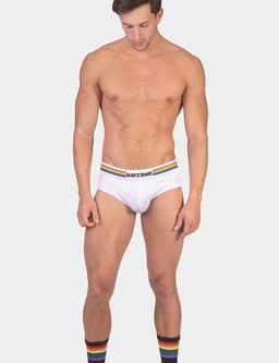 Barcode Berlin Backless Brief Pride White - MAAT XXL - Erotisch Heren Ondergoed - Slip voor Man - Sexy mannen Slip — thumbnail 5