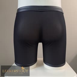 Heren Boxer met Lange Pijpen en Open Kruis - Mesh / PU Leder - Zwart - Maat XL | LS067 — thumbnail 7