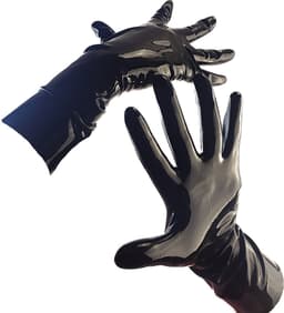 BamBella® - 100% LATEX Handschoenen kort BDSM SM sexy glans handschoen Zwart — thumbnail 1