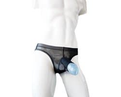 BamBella® Slip open kruis kant voor mannen - L/XL - doorzichtig Erotische Sexy Lingerie Heren - Zwart mannen ondergoed slip