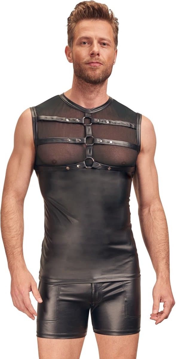Mesh Fetish Wetlook Top met Harnas — afbeelding 1