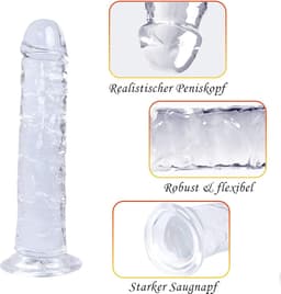 L-formaat Realistische Jelly Dildo met Sterke Zuignap: Flexibele Siliconen Penisreplica voor Diepgaande Anale en Vaginale Stimulatie, Geschikt voor Zowel Vrouwen als Mannen — thumbnail 5