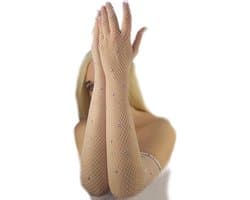 BamBella® Sexy Erotische Handschoenen Kant met steentjes Wit onesize