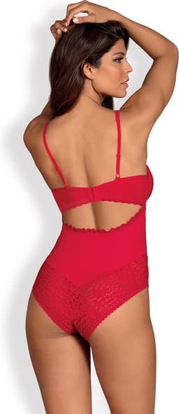 Obsessive Jolierose Open Kruis Teddy - Erotische Body - Maat S/M - Rood — thumbnail 8