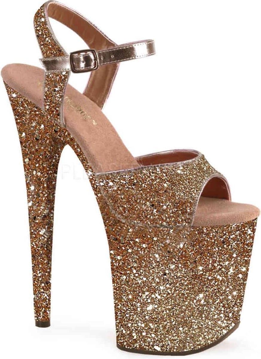 Pleaser - FLAMINGO810LG Sandaal met enkelband, Paaldans schoenen - Paaldans schoenen - 38 Shoes - Goudkleurig/Champagne — afbeelding 1