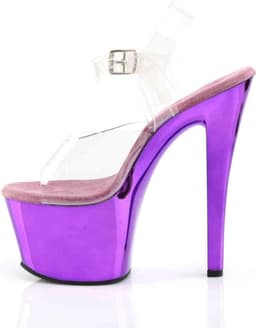 Pleaser - SKY-308 Sandaal met enkelband, Paaldans schoenen - Paaldans schoenen - 35 Shoes - Paars/Transparant — thumbnail 3