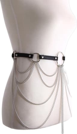 Full Body Harness Leather Belt With Chains | Verstelbaar Harnas met ketting | Sexy Waist Goth Accessories — thumbnail 11