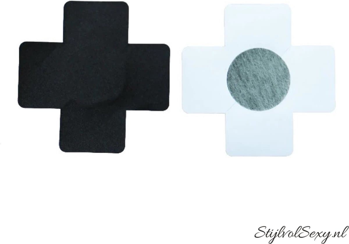 Zwarte kruis tepel stickers 1 paar (2 st.) - erotische tepelstickers — afbeelding 1