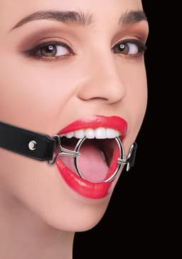 Ouch! – Ring Gag Open Mond Knevel met Verstelbare Riem Maat XL - Zwart — thumbnail 1