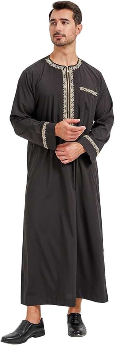 Islamitische kleding voor heren, gebedskleding voor mannen, kaftan voor heren, lange mouwen, Saoedi-Arabische moslimjurk, Dubai, islamitische geschenken — afbeelding 1