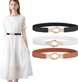 Elastische riem voor dames, skinny riem voor jurken, retro stretch, tailleriem, dunne riem met gesp, 4 stuks — thumbnail 1