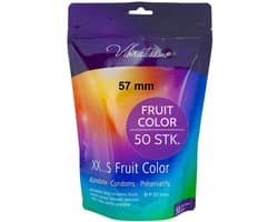 VIBRATISSIMO condooms Fruit Color 50-pack | gevoelsecht & extra vochtig | for Men | Zakje hersluitbaar | Gekleurd | flinterdun | b=57mm