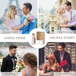 Handgeschilderd Beeld - Koppel Beeldje - Romantisch Cadeau - Met Groetkaart - 17 cm Hoog - Wit — thumbnail 3