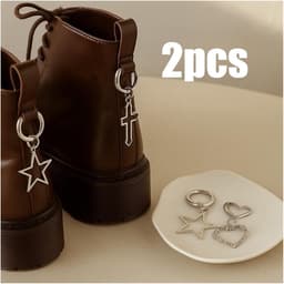 Metalen Laarsketting - Schoen Gespen - Feest Decoratie - Holle Geometrische Vorm - 2 Stuks - Zilverkleurig — thumbnail 3