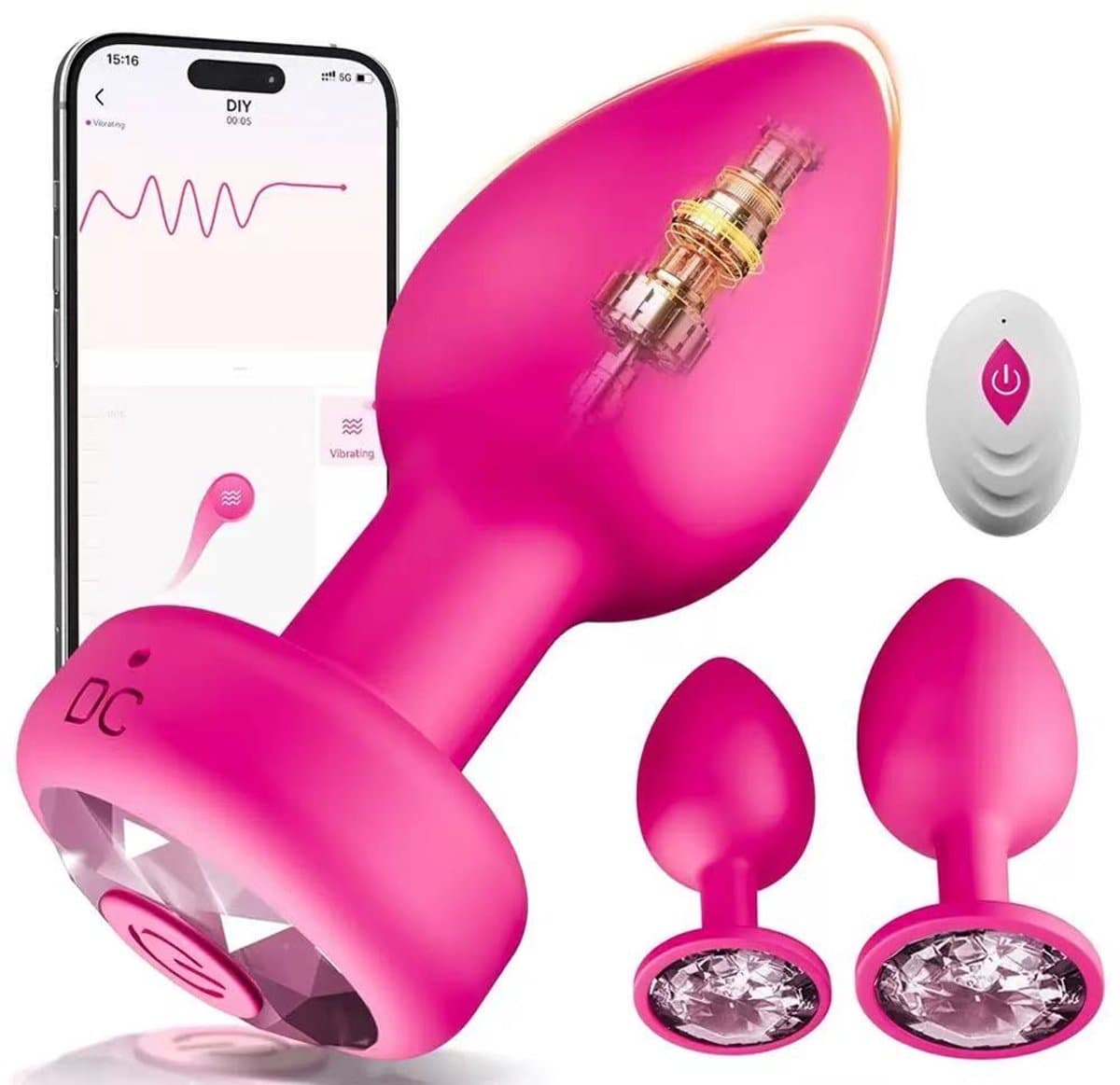 Luxe Vibrerende Buttplug Set – App Bestuurbaar – Anaal Plug — afbeelding 1