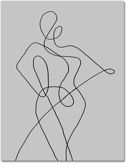 Abstracte Lijntekening Muur Art - Gezicht Vrouw Lichaam - Woonkamer Decor - Canvas Schilderij - 40x60cmx2 - Niet gespecificeerd — thumbnail 4