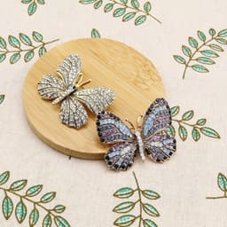 2 STKS Vlinder Broche Pin Legering Strass Insect Revers Pin Dier Pin Bee Decoratie Borstpin Corsage Badge Voor Rugzakken T-Shirts Jassen Truien Rokken Hoeden, 4.5x3.7cm, bergkristal — thumbnail 5