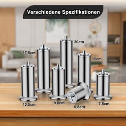 4 stuks M8 meubelpoten, roestvrij staal, bankpoten, meubelpoten van roestvrij staal 304, voor poten en bankpoten, tafelpoten, gebruik M8-schroeven, ondersteuning meer dan 600 kg (25 cm) — thumbnail 3