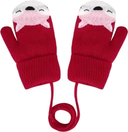 wanten voor baby's en peuters, gebreide handschoenen voor 1, 2, 3, 4, 5, 6 jaar, jongens en meisjes, winter, warme gebreide handschoenen met koord, fleece binnenvoering — thumbnail 1
