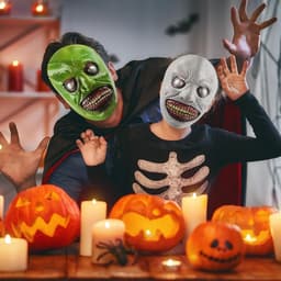 Halloween realistisch horrormasker, Halloween glimlachend demon latex masker, voor volwassenen, carnaval, feesten, cosplay, kostuumaccessoires (groen) — thumbnail 4