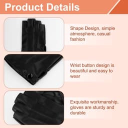 Handschoenen voor heren en dames, sportieve leren handschoenen zonder vingers, vingerloos, van PU-leer, voor outdoor, fitness, zwart, L — thumbnail 5