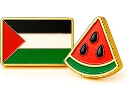 Palestina en Pasteque Pins Set | Pin Free Palestina | Palestijnse Vlag Palestijnse Palestijnse Vlag Pins | Accessoires voor Crocs en Rugzak | Duurzaam Emaille | Vergulde Sieraden