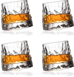 Whiskyglazenset van roterend glas, Wisky-glazen met bolvormige bodem voor proeverijen, 4 stuks, 4 stuks, speciaal voor rum, gin, amaro en sterke drank — thumbnail 4