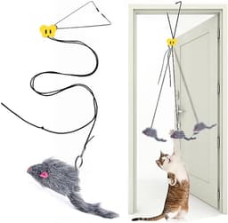 Kattenspeelgoed, interactief kattenspeelgoed, veerdeur, hangend kattenspeelgoed, muisspeelgoed, zelfspelend, intrekbare kattenplagerspeelgoed voor binnen, katten, kittens en verveelde katten — thumbnail 2