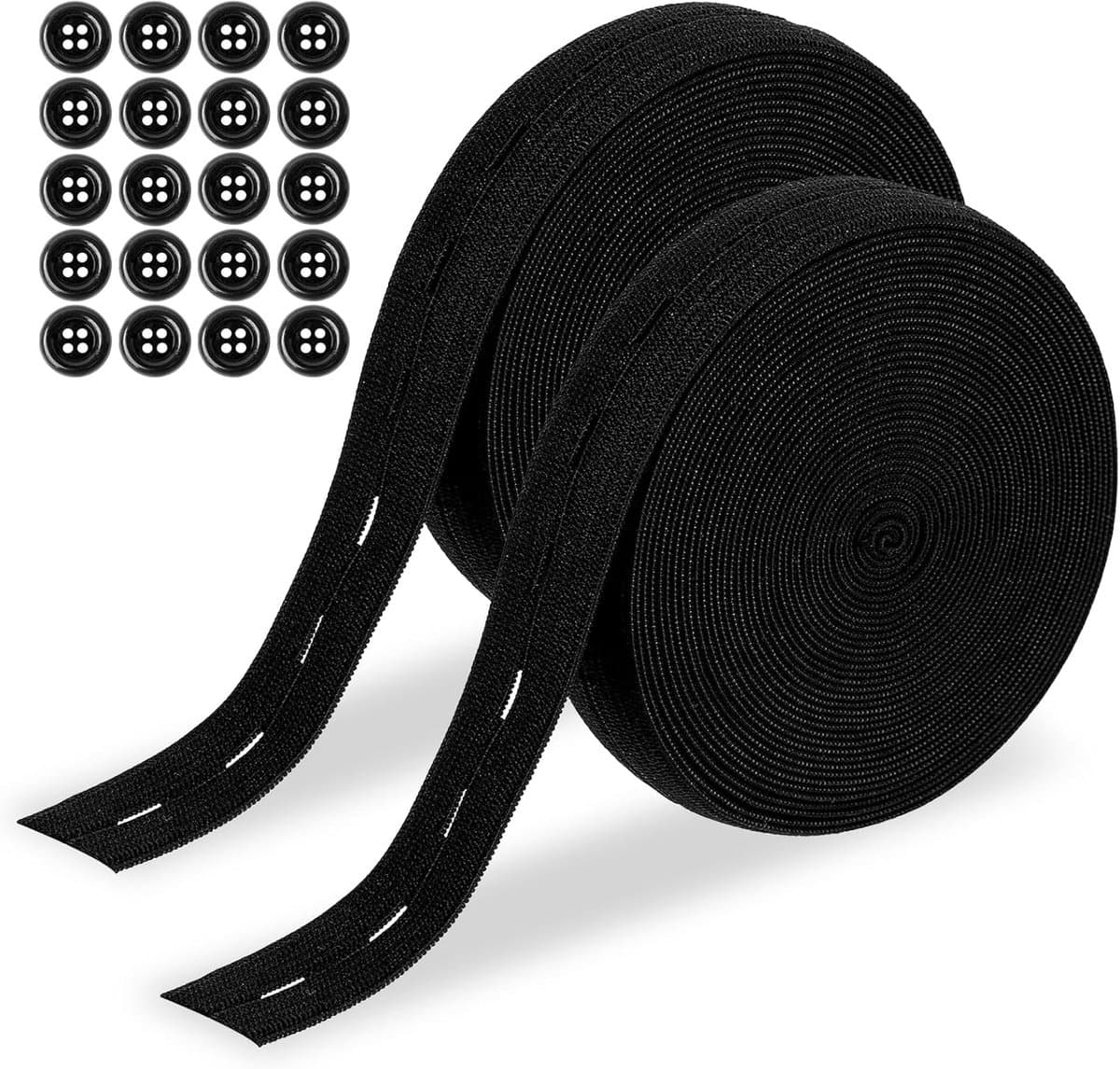 2 banden elastiek met knoopsgaten 28 m elastiek naaien 20 mm knoopsgat rubber met 20 knopen geschikt voor gezinnen en kinderen — afbeelding 1