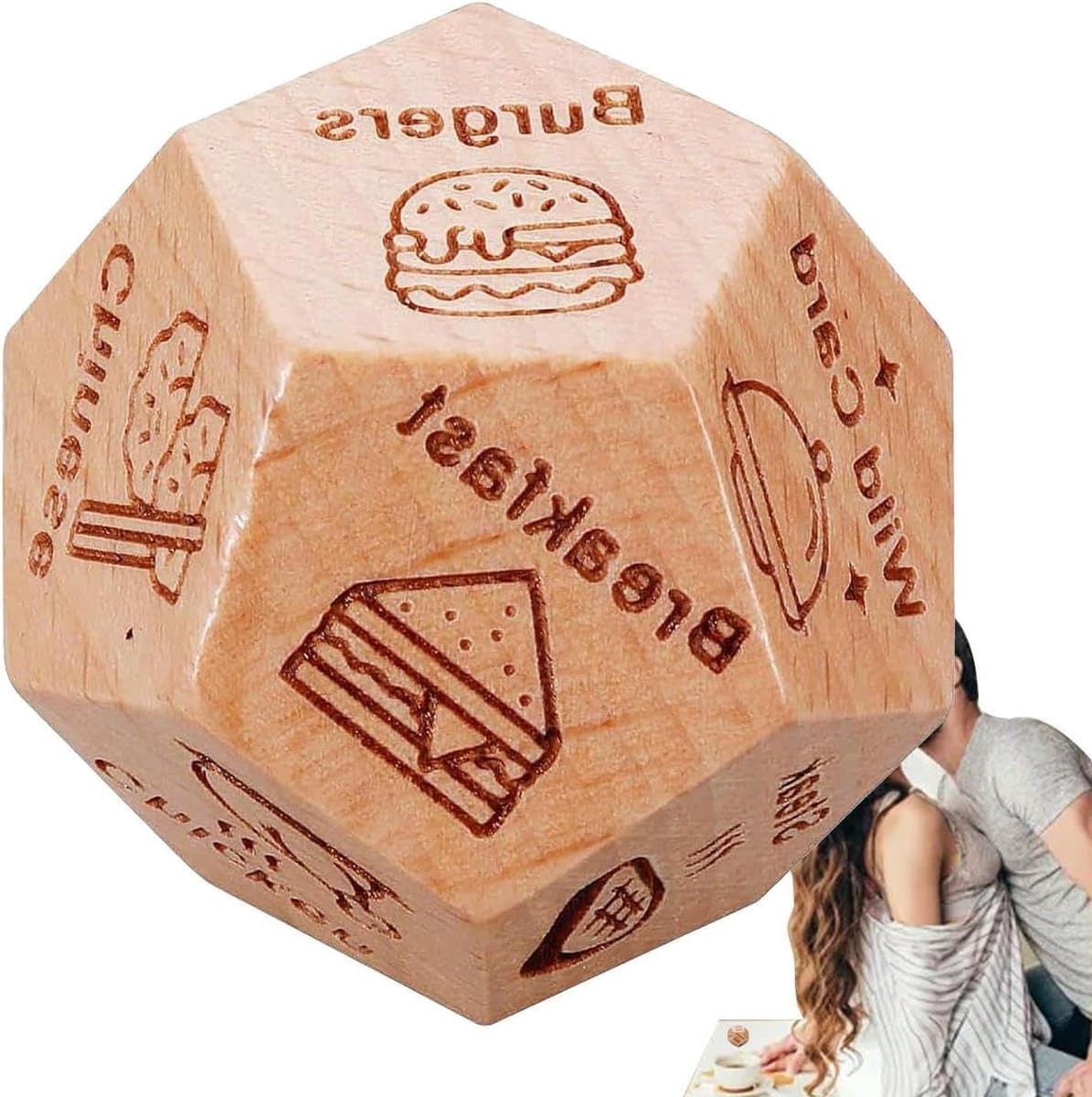 Dobbelspel Koppels - Date Night Spel - Romantische Avonden - Houten Materiaal - 5 x 5 x 5 cm — afbeelding 1