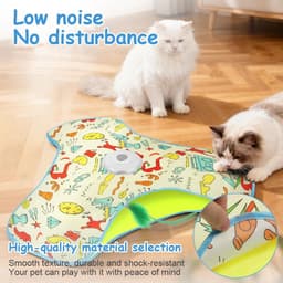 Interactief kattenspeelgoed met veermechanisme Oplaadbaar intelligent elektrisch kattenspielgoed met veren Muisgeluiden 3 spelmodi USB-opladen Gele wekker — thumbnail 3