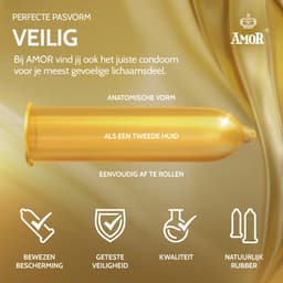 AMOR Premium condooms, Met extra dunne of sterke wanddikte, Kleur goud, Ø 53 mm, 50 stuks, Ideaal voor mannen — thumbnail 3