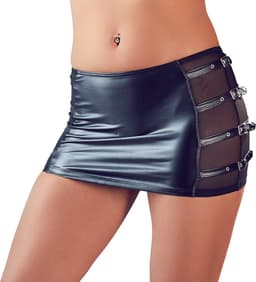 Cottelli Collection – Mini Rok met Transparante Mesh Inzetstukken  – Maat M – Zwart — thumbnail 2