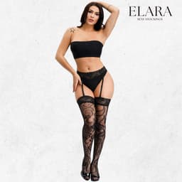 Elara Mirella – Sexy Jarretel Gordel met Kousen – 2-Delige Lingerieset – Verleidelijke Netkousen met Kant – S t/m XL – Dames Lingerie — thumbnail 4