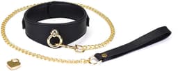 Liebe Seele - Dark Secret - Exclusieve Curved Collar Met Leiband En Gouden Hardware - Zwart/Goud — thumbnail 1
