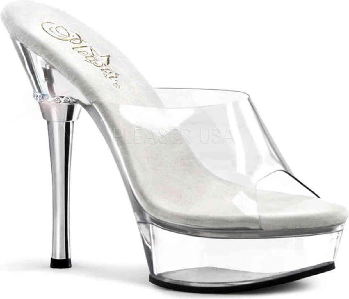 Pleaser - ALLURE601 Muiltjes met hak - US 13 - 44 Shoes - Transparant/Zilverkleurig — afbeelding 1