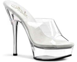 Pleaser - ALLURE601 Muiltjes met hak - US 13 - 44 Shoes - Transparant/Zilverkleurig