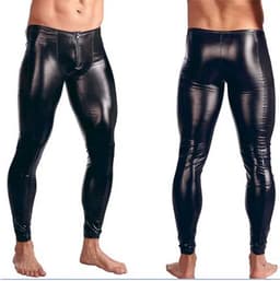 Strakke latex wetlook broek mannen - PU Leder - Club kleding - Erotische broek - Faux leer - Lange pijpen — thumbnail 2