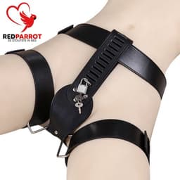 Kuisheidskooi vrouwen - Leder - Inclusief sleutel en sloten - Chastity - BDSM ondergoed - Slip - One size - Volledig verstelbaar — thumbnail 1